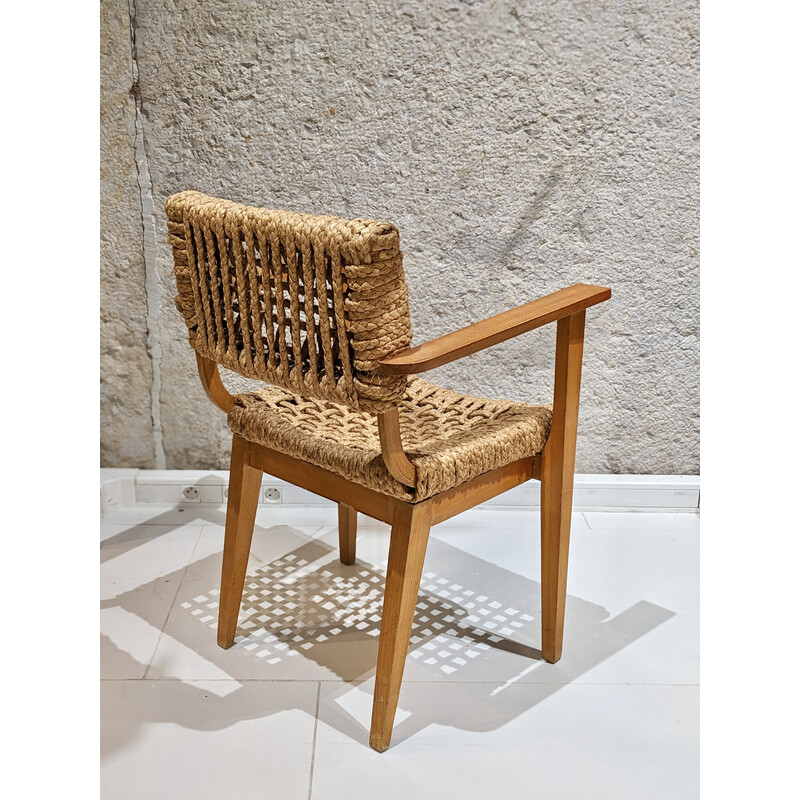 Vintage armchair in braided rope by Adrien Audoux and Frida Minet, 1950