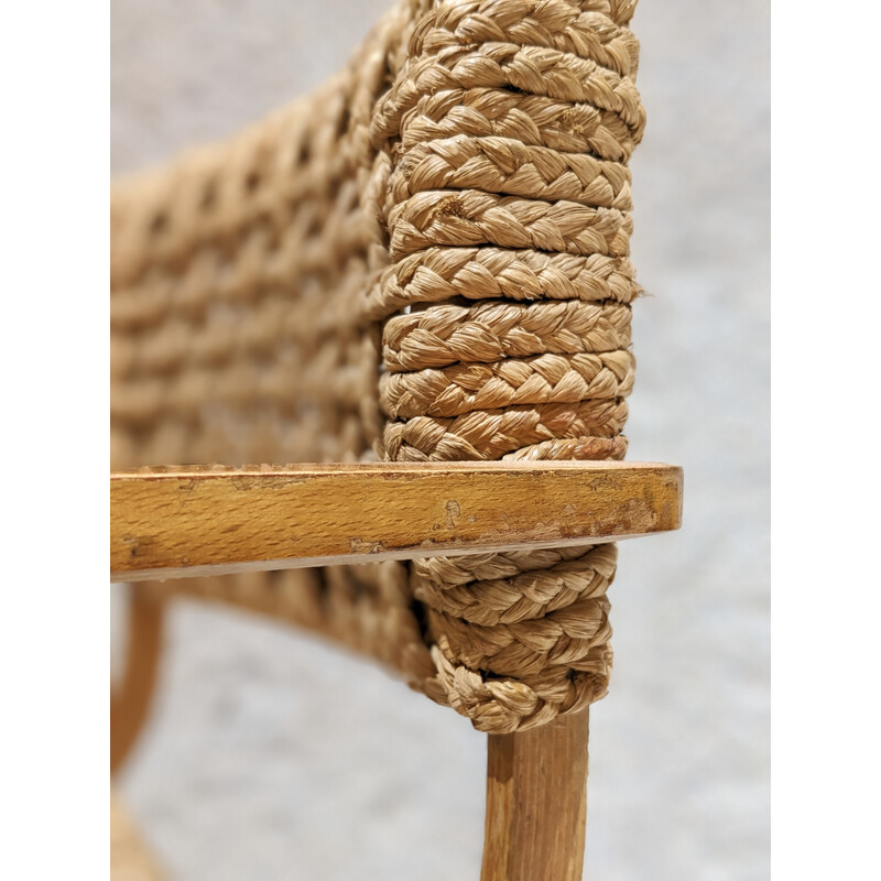 Vintage armchair in braided rope by Adrien Audoux and Frida Minet, 1950
