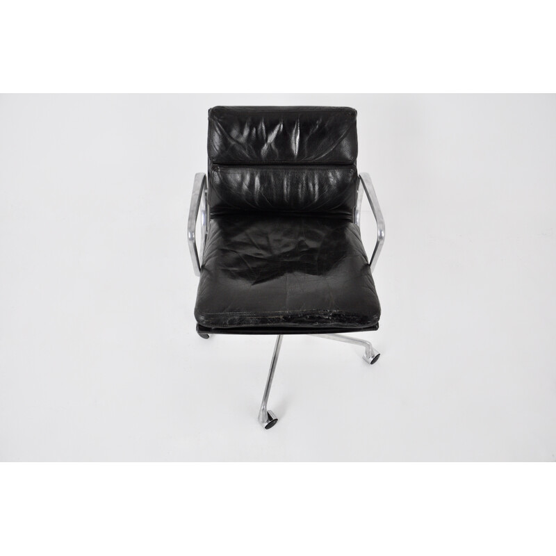 Vintage leather Soft Pad armchair by Charles and Ray Eames for Ring Mobelfabrikk Norway, 1970