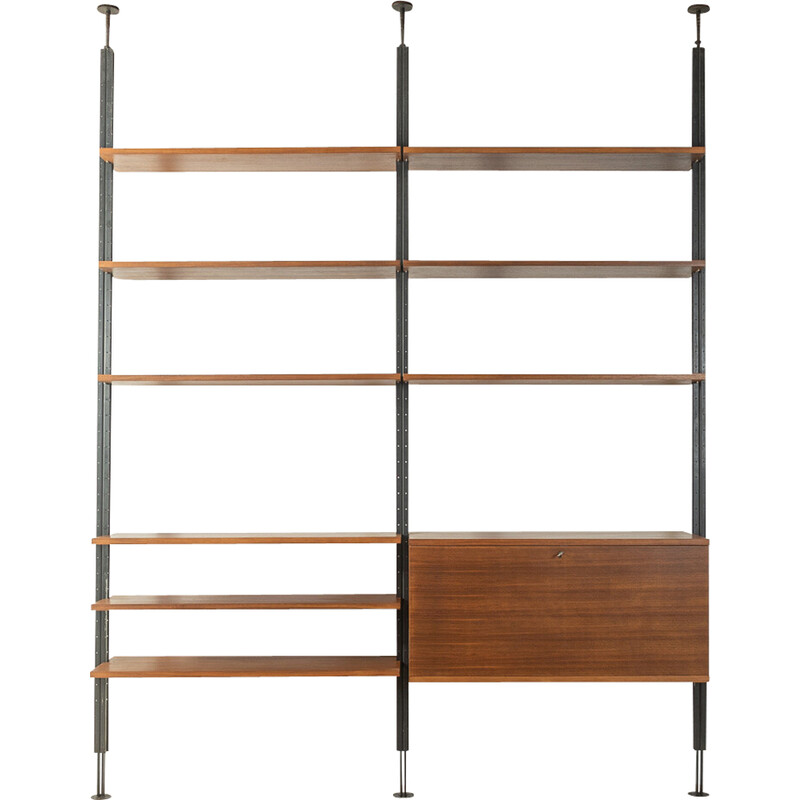 Vintage shelving system in walnut veneer by Richard Neutra, Switzerland 1960s