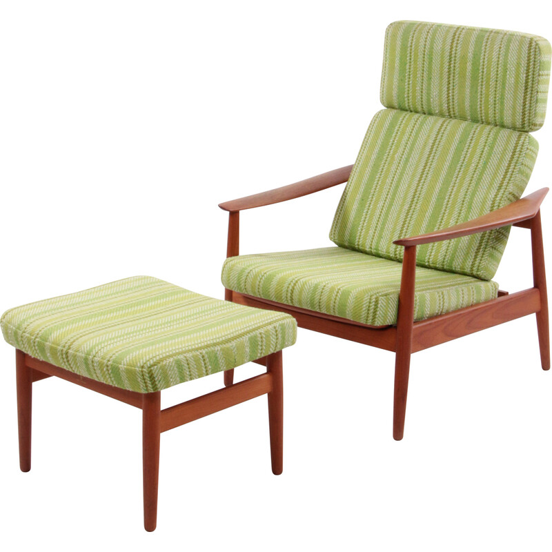 Vintage model Fd164 armchair with ottoman by Arne Vodder, Denmark 1960s