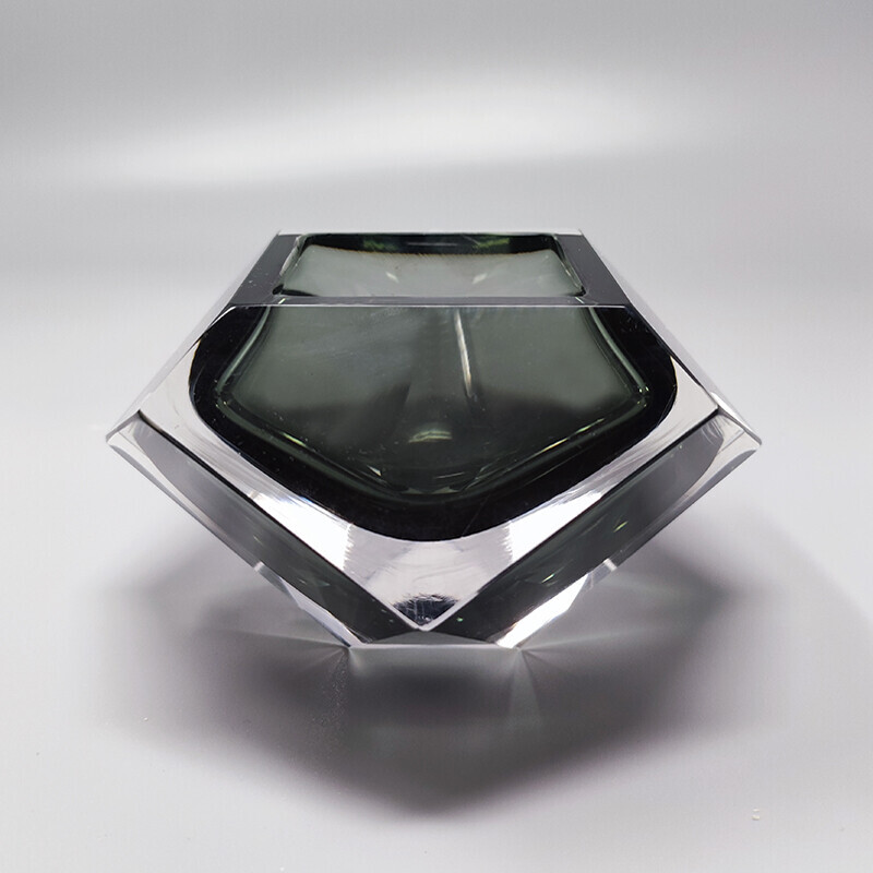 Vintage grey ashtray in Murano sommerso glass by Flavio Poli for Seguso, Italy 1960s