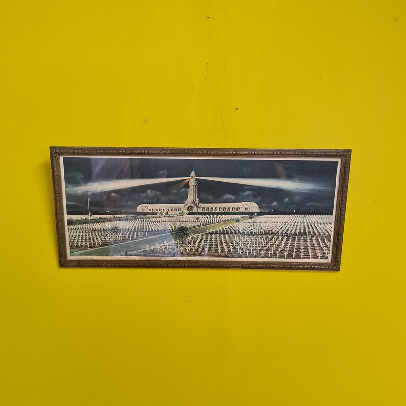 Lithographie vintage française de l'ossuaire de Douaumont Monument Ww1