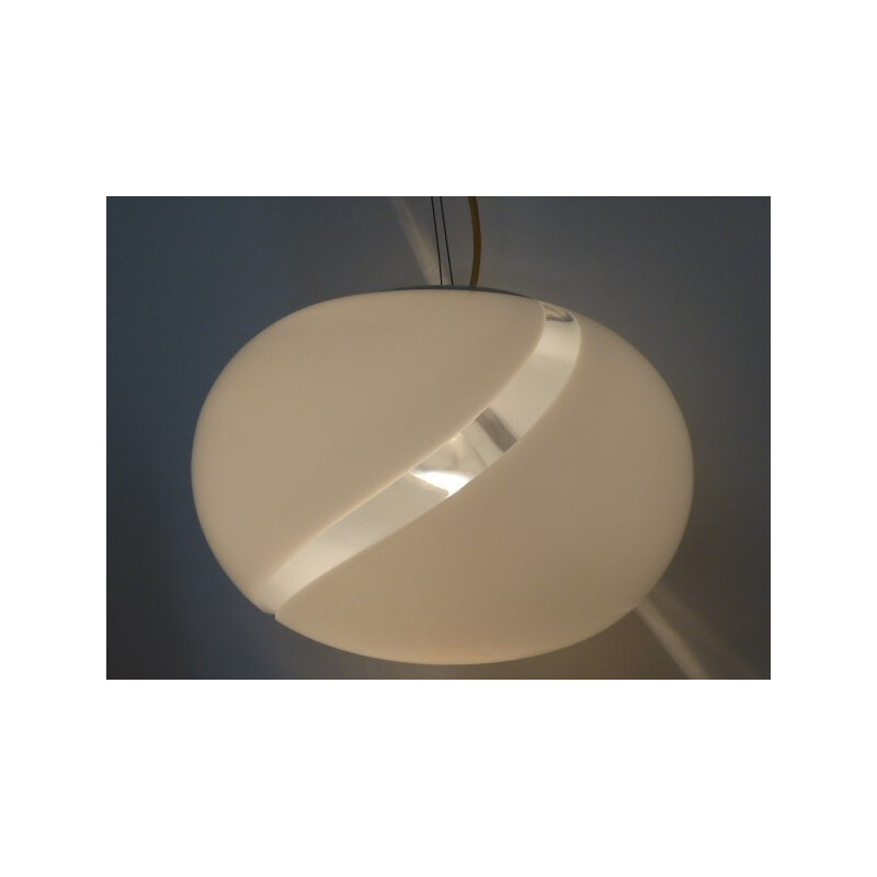 Glass hanging light by De Majo glasswork - 1970s