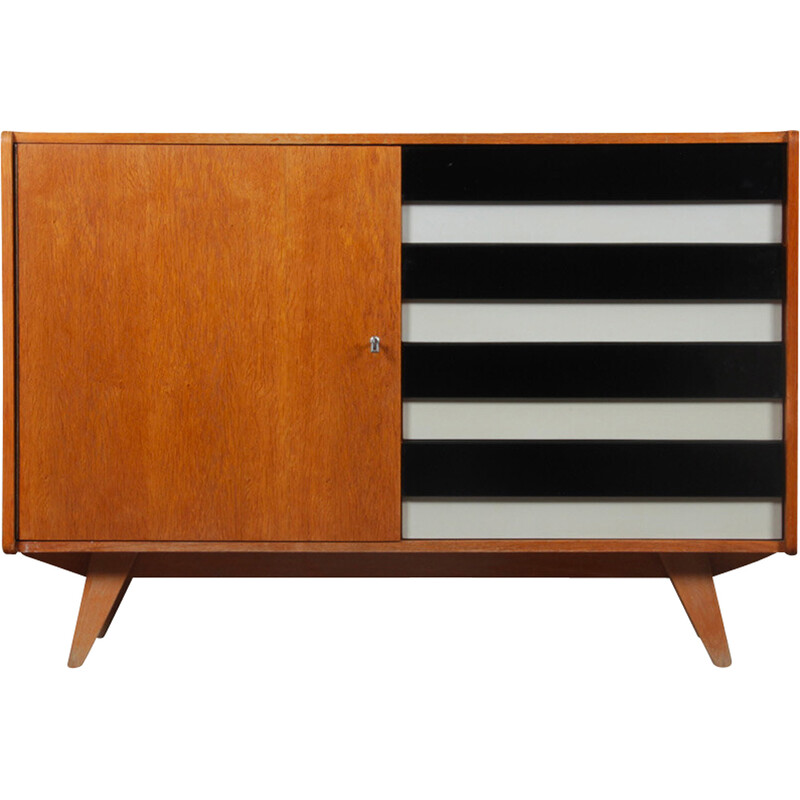 Vintage chest of drawers model U458 in oakwood by Jiri Jiroutek for Interier Praha, Czech Republic 1960