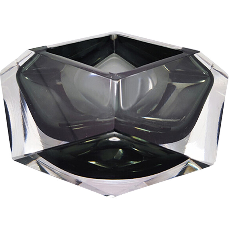 Vintage grey ashtray in Murano sommerso glass by Flavio Poli for Seguso, Italy 1960s
