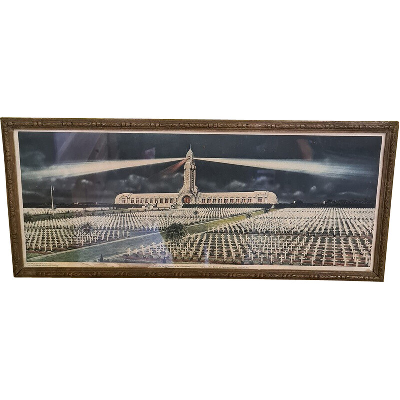 Französische Vintage-Lithographie des Ww1-Denkmals Douaumont Ossuary