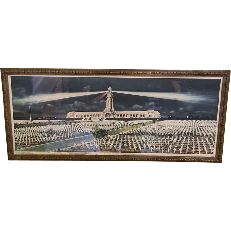 French vintage lithograph of the Ww1 Monument Douaumont Ossuary
