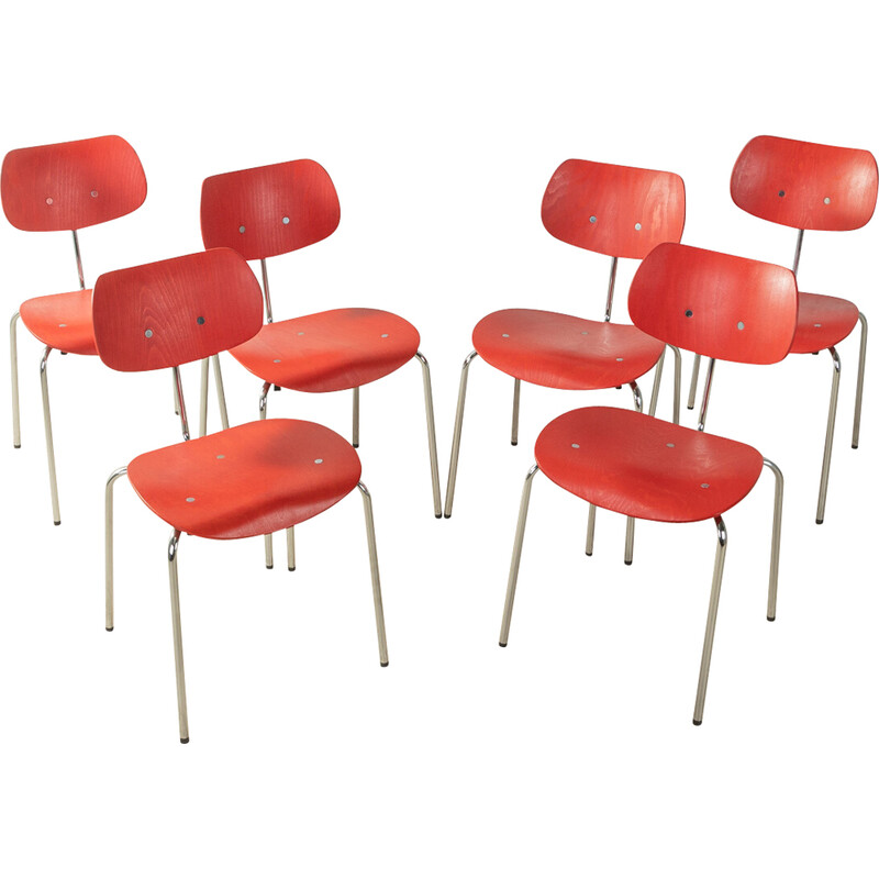 Set of 6 vintage Se 68 chairs by Egon Eiermann for Wilde and Spieth, Germany 1950s