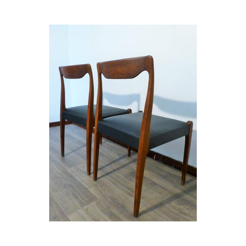 Pair of Scandinavian chairs in black leatherette - 1960s