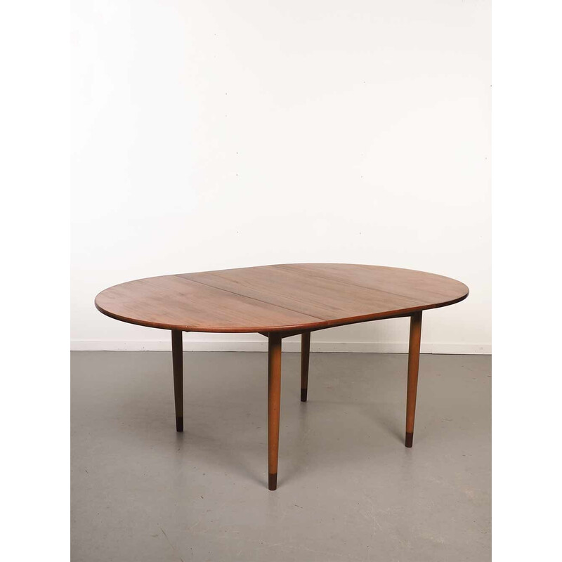 Danish vintage extendable round table by Borge Mogensen for Soborg Mobelfabric