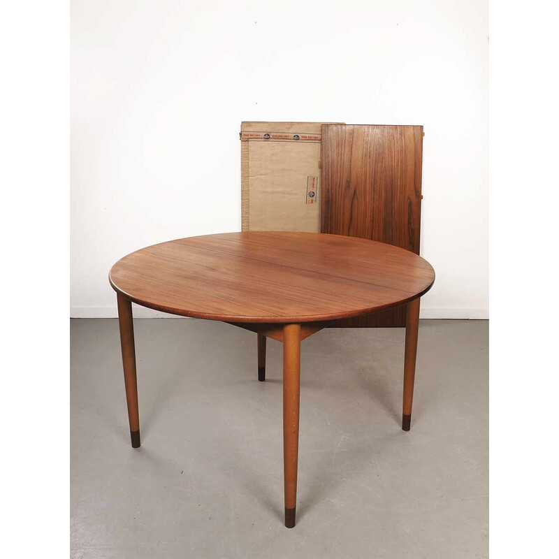 Table ronde extensible vintage danoise par Borge Mogensen pour Soborg Mobelfabric