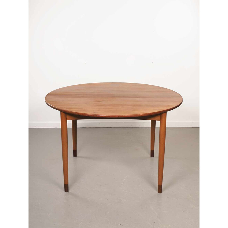 Danish vintage extendable round table by Borge Mogensen for Soborg Mobelfabric