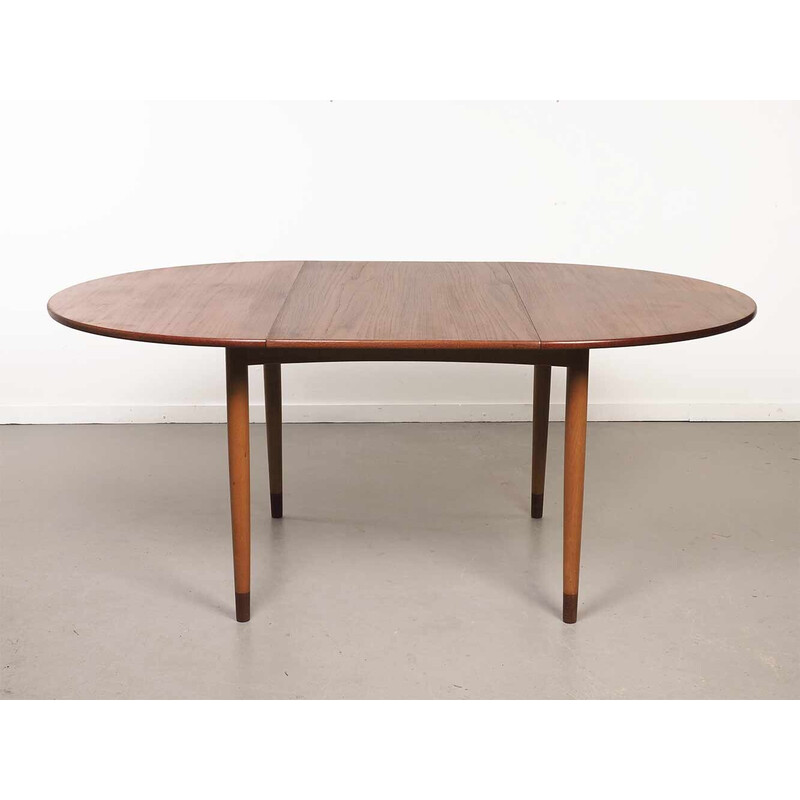 Danish vintage extendable round table by Borge Mogensen for Soborg Mobelfabric