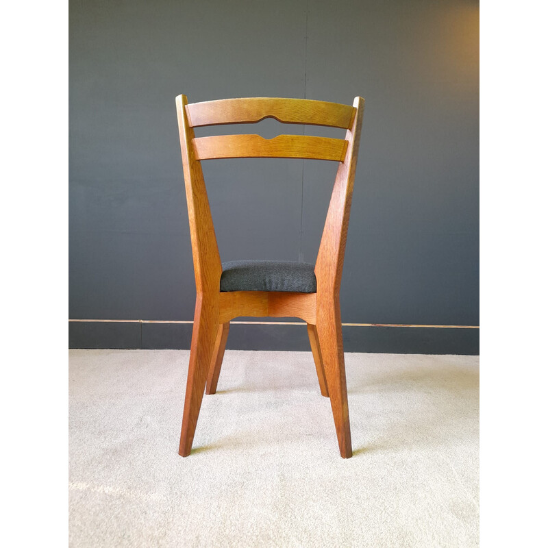 Vintage French chair in solid oakwood by Guillerme and Chambron, 1960