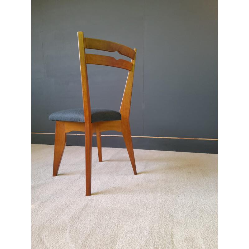 Vintage French chair in solid oakwood by Guillerme and Chambron, 1960