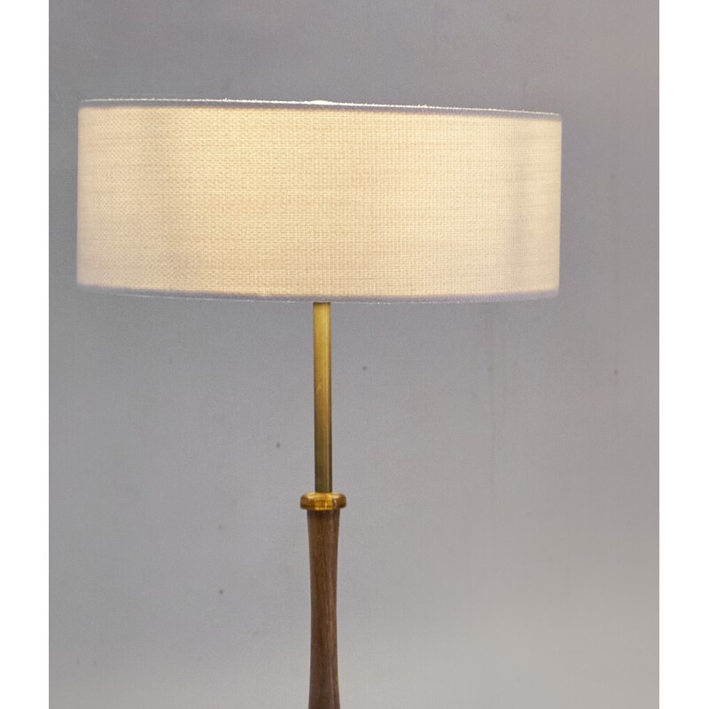 Vintage glass and brass floor lamp by Carl Fagerlund for Orrefors, Sweden 1960