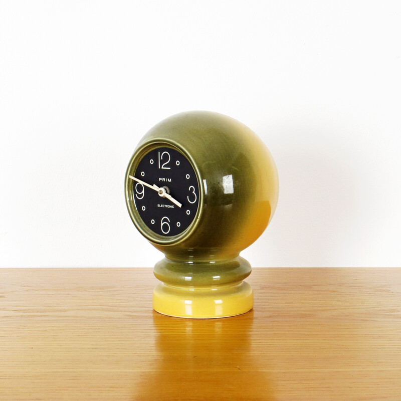 Vintage porcelaine clock by Prim, Czechoslovakia