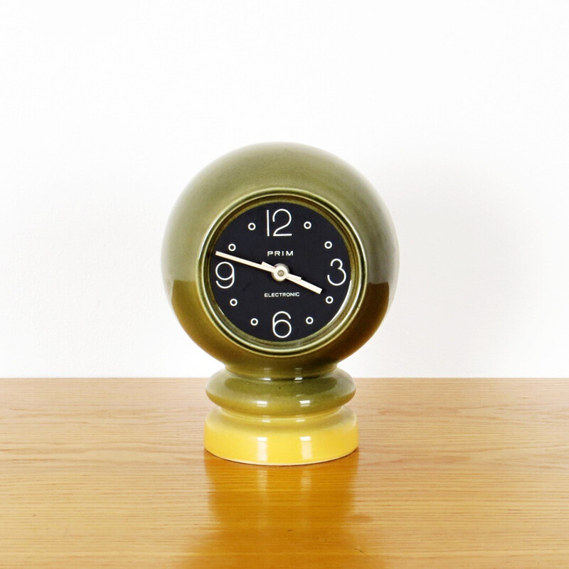 Vintage porcelaine clock by Prim, Czechoslovakia