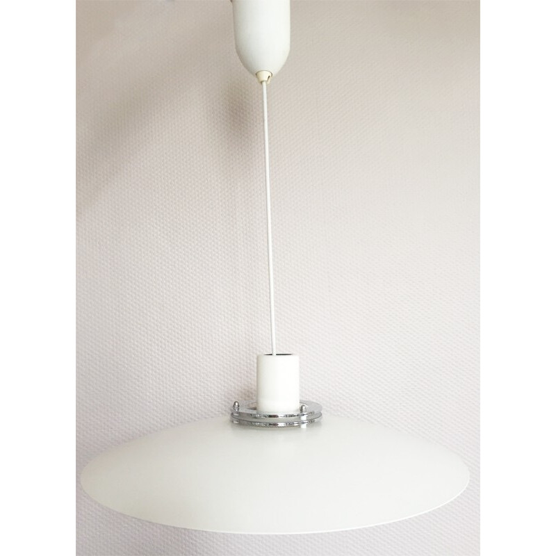 Danish hanging lamp in white metal leaves - 1990s