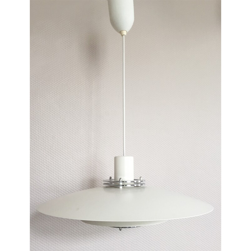 Danish hanging lamp in white metal leaves - 1990s