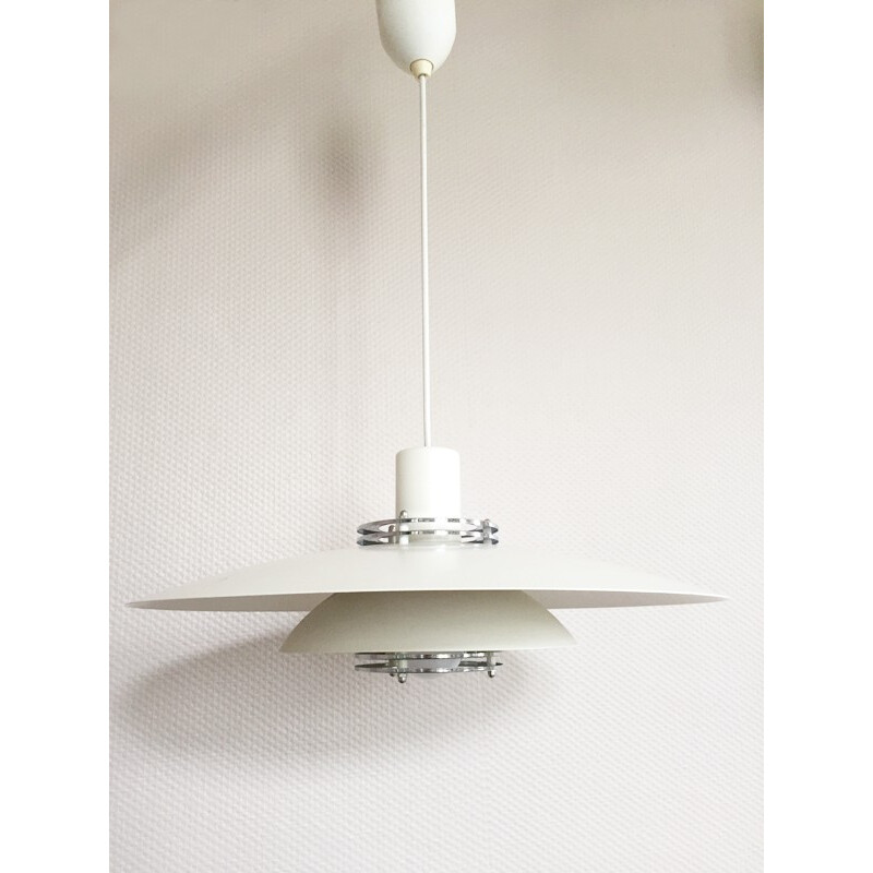 Danish hanging lamp in white metal leaves - 1990s