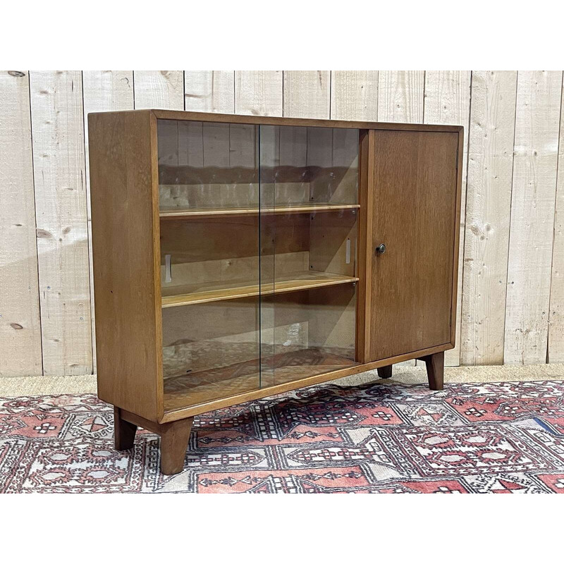 Vintage English mahogany display cabinet, 1960