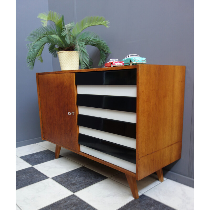 Credenza vintage in vetrini neri e grigi modello U458 di jiri Jiroutek, anni '60