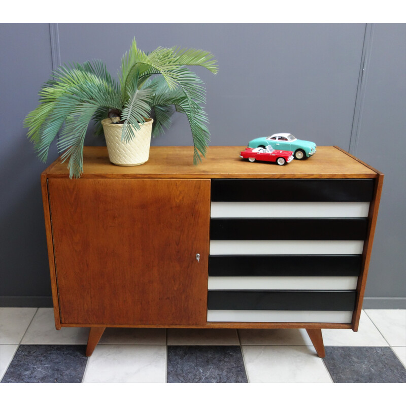 Vintage sideboard in black and grey slides model U458 by jiri Jiroutek, 1960s