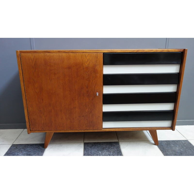 Vintage dressoir in zwart en grijze platen model U458 van jiri Jiroutek, jaren 1960