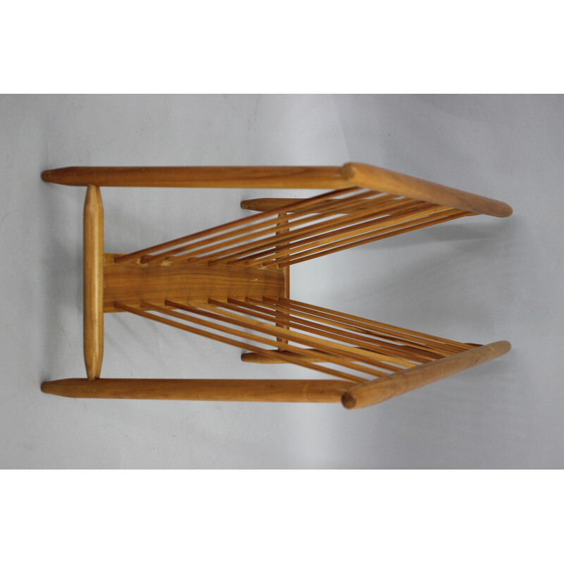 Vintage Uluv beechwood magazine rack, Czechoslovakia 1960s