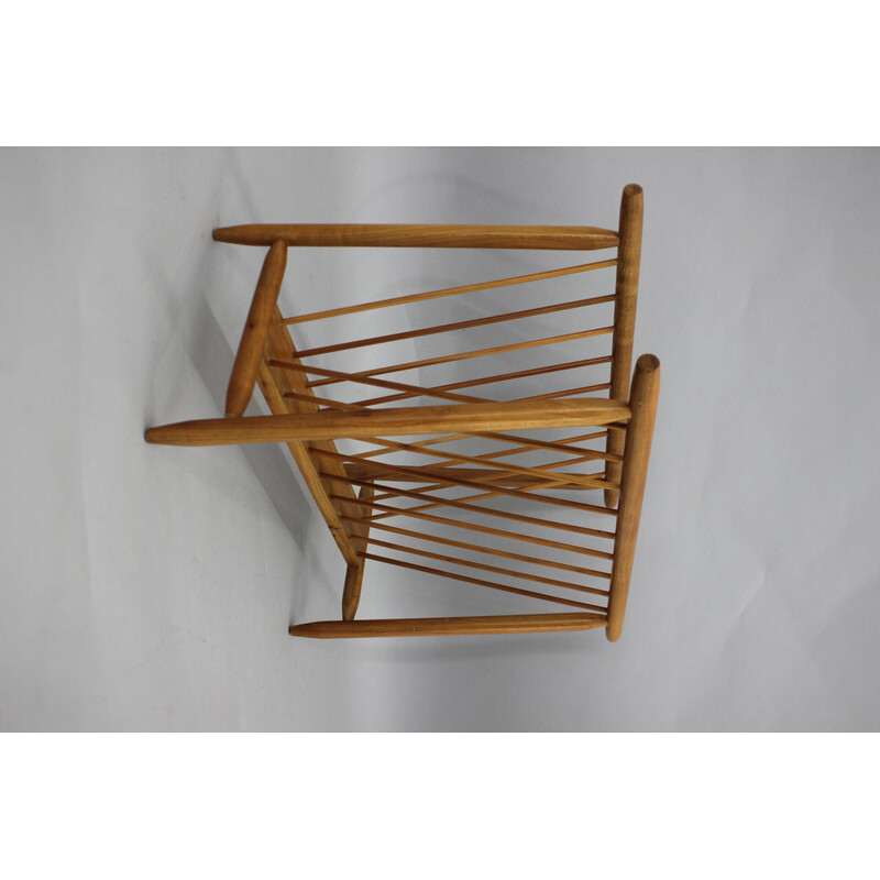 Vintage Uluv beechwood magazine rack, Czechoslovakia 1960s