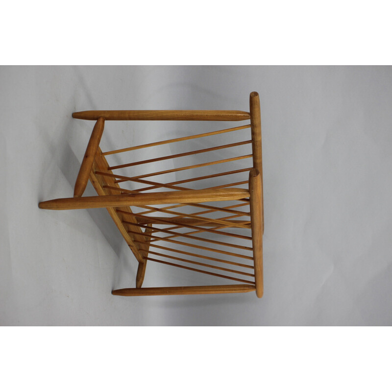 Vintage Uluv beechwood magazine rack, Czechoslovakia 1960s