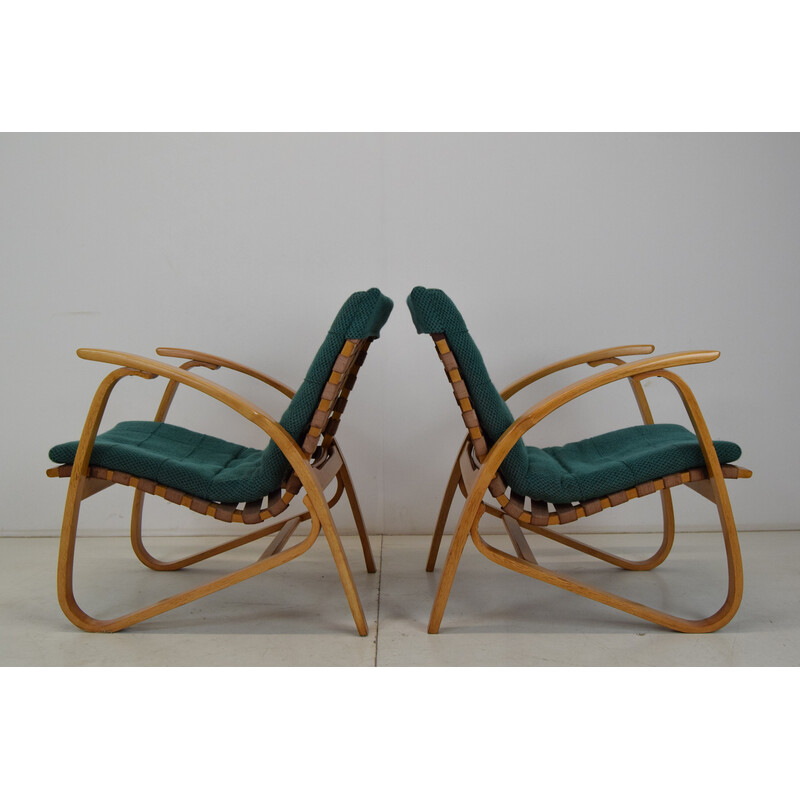 Paar vintage beukenhouten fauteuils van Jan Vaněk, Tsjecho-Slowakije 1930