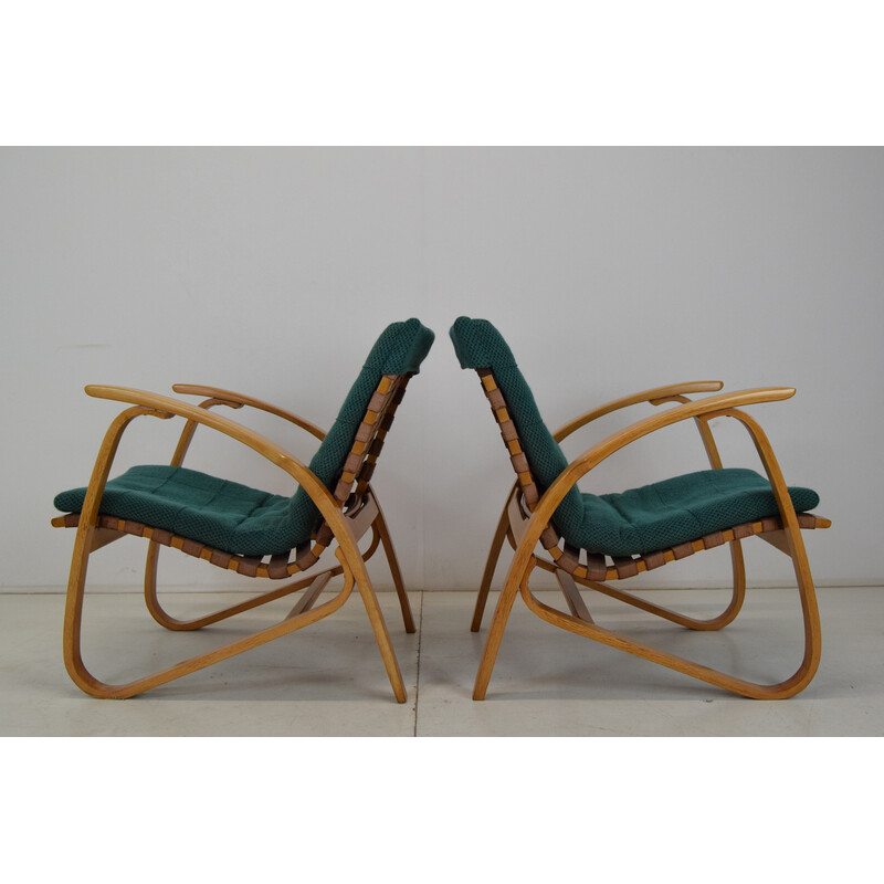 Pair of vintage beechwood armchairs by Jan Vaněk, Czechoslovakia 1930s