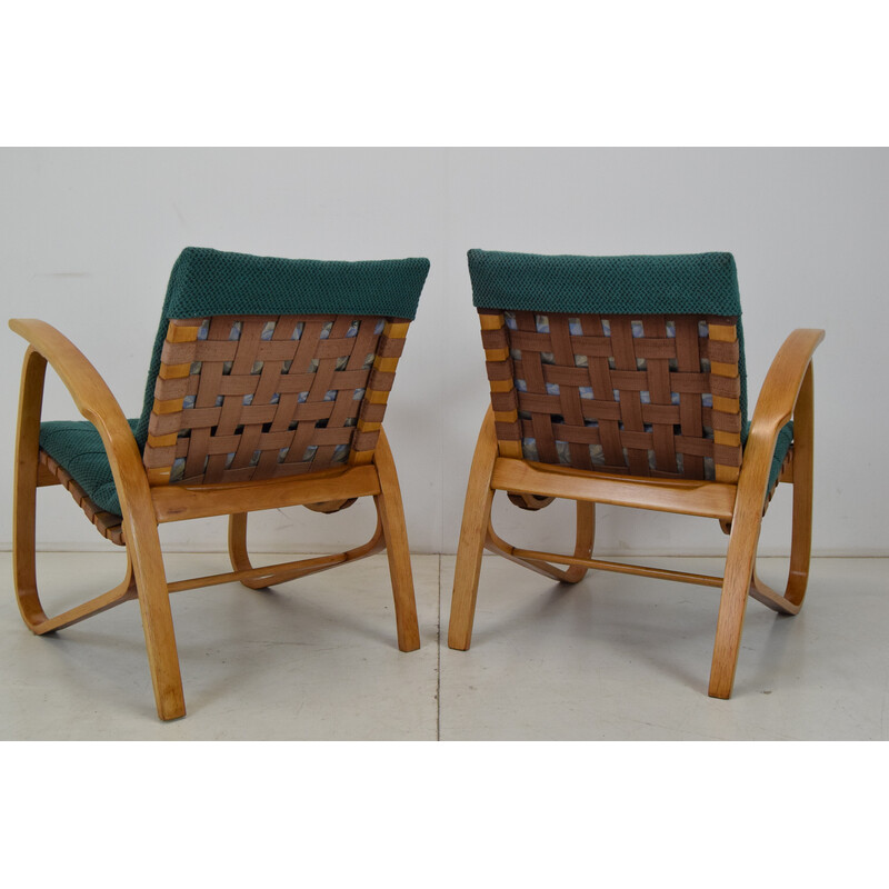 Pair of vintage beechwood armchairs by Jan Vaněk, Czechoslovakia 1930s