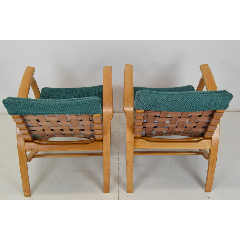Pair of vintage beechwood armchairs by Jan Vaněk, Czechoslovakia 1930s