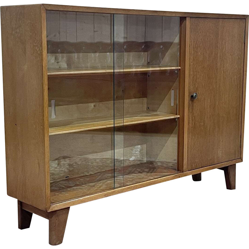 Vintage English mahogany display cabinet, 1960