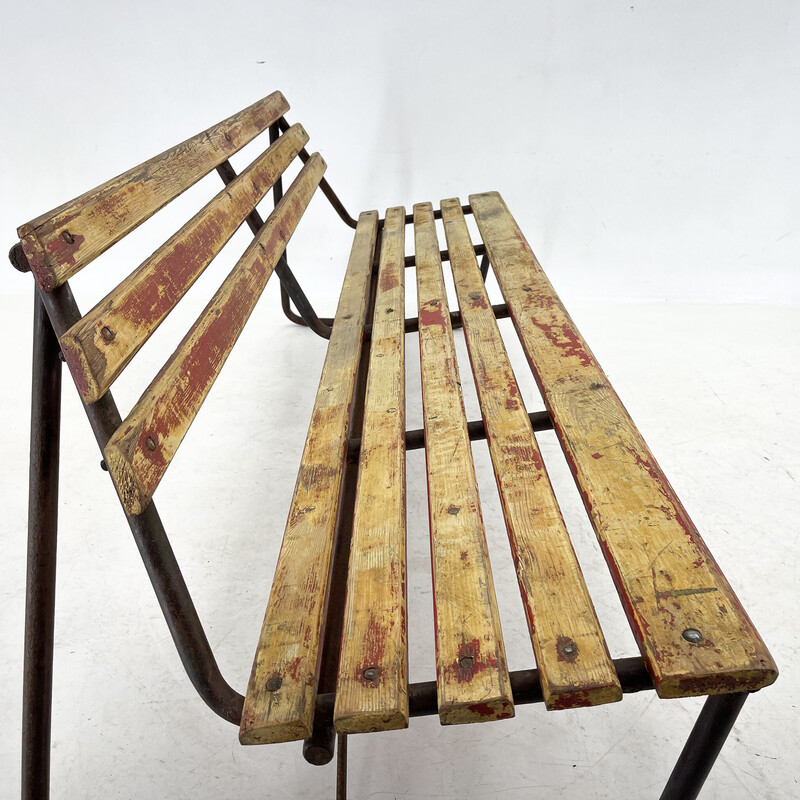 Vintage industrial slatted bench