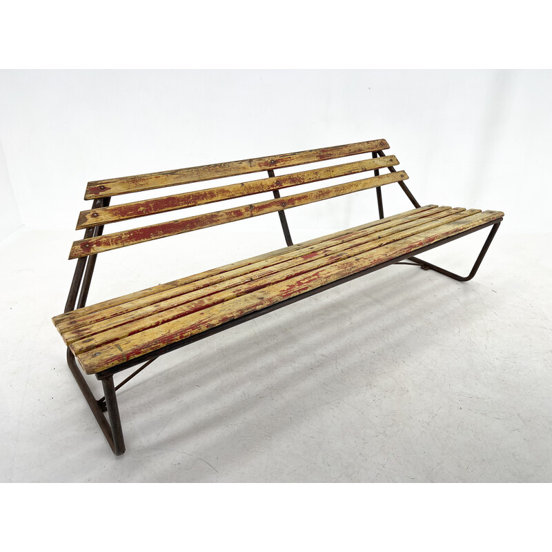 Vintage industrial slatted bench