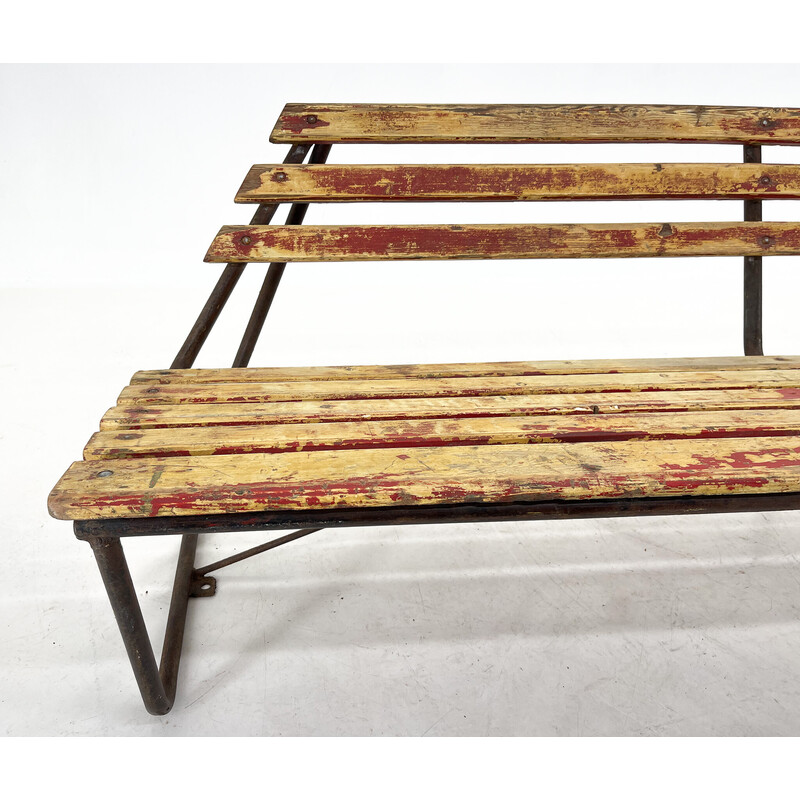 Vintage industrial slatted bench