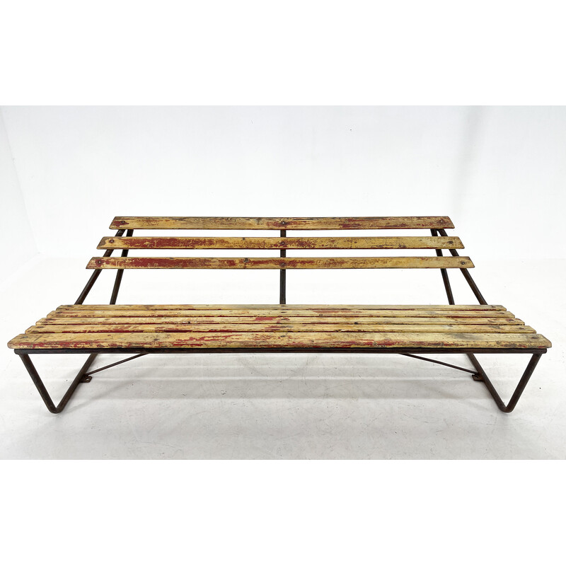 Vintage industrial slatted bench