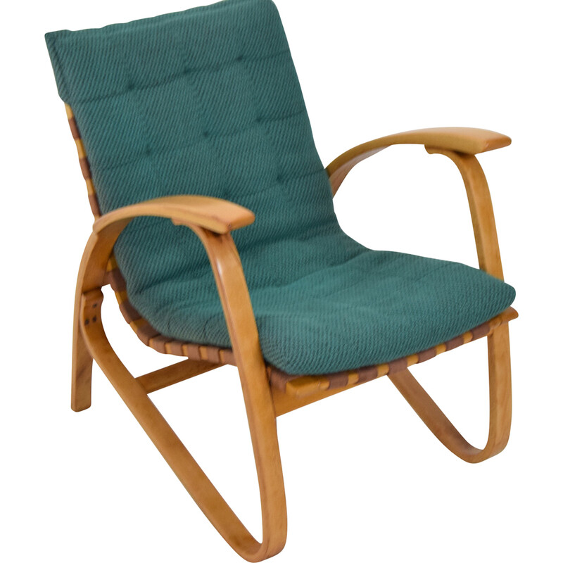 Fauteuil vintage en hêtre par Jan Vaněk, Tchécoslovaquie 1930