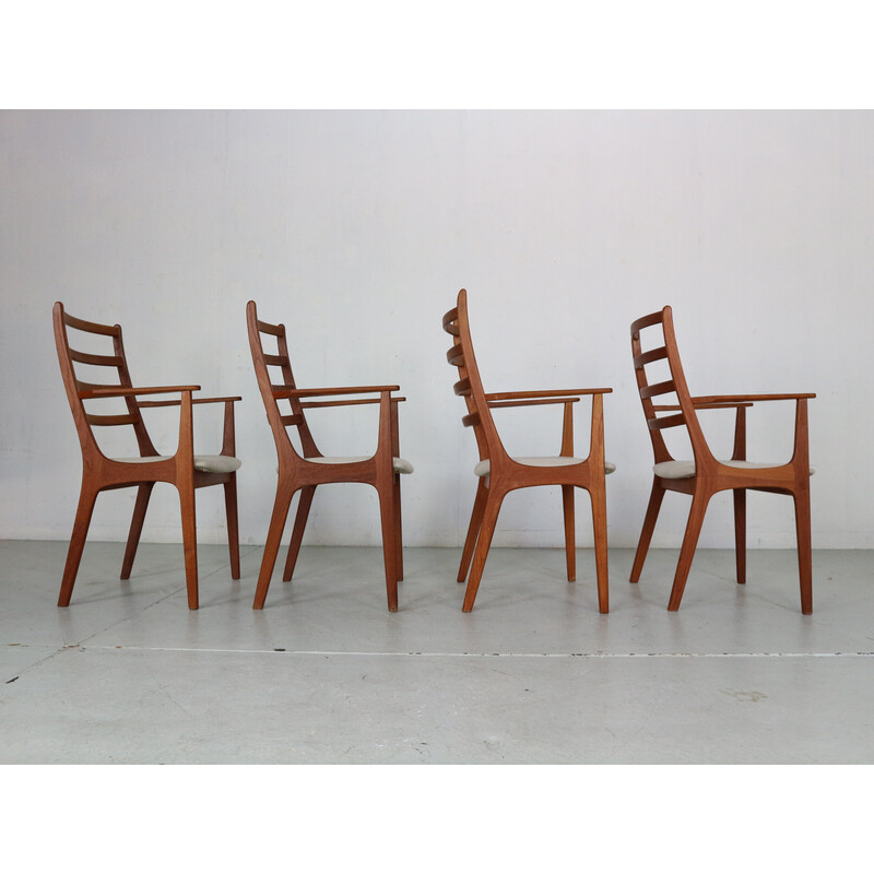 4 Esszimmerstühle aus Teakholz von Kai Kristiansen, Dänemark 1960er Jahre