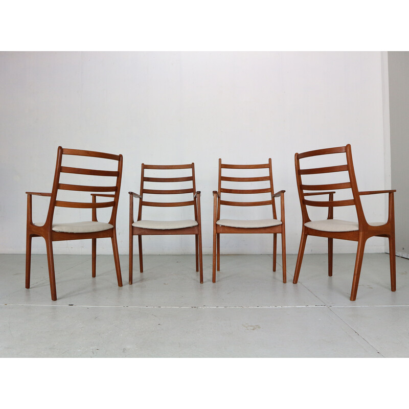 Conjunto de 4 cadeiras de jantar de teca vintage por Kai Kristiansen, Dinamarca Anos 60