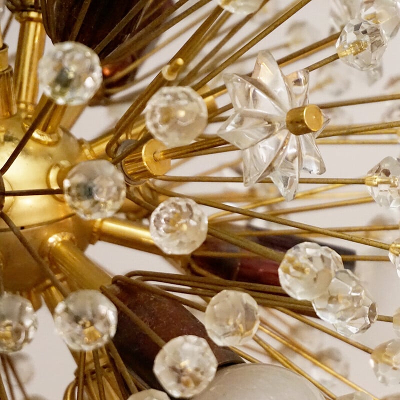 Austrian mid century brass and crystal chandelier by E. Stejnar for Rupert Nikoll