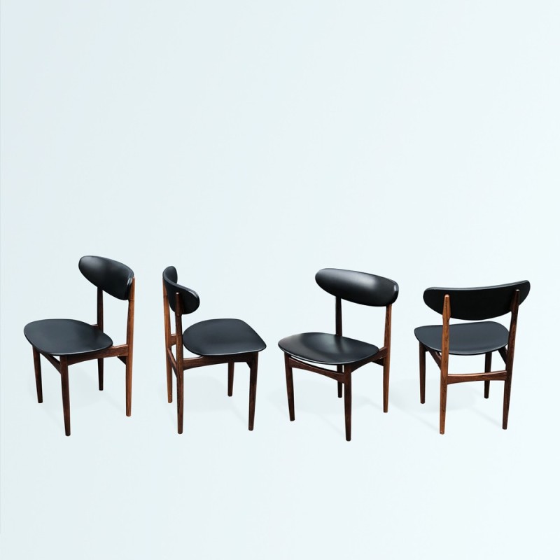 Conjunto de 4 cadeiras de jantar em pau-rosa da Scantic Møbelværk, Dinamarca Anos 60