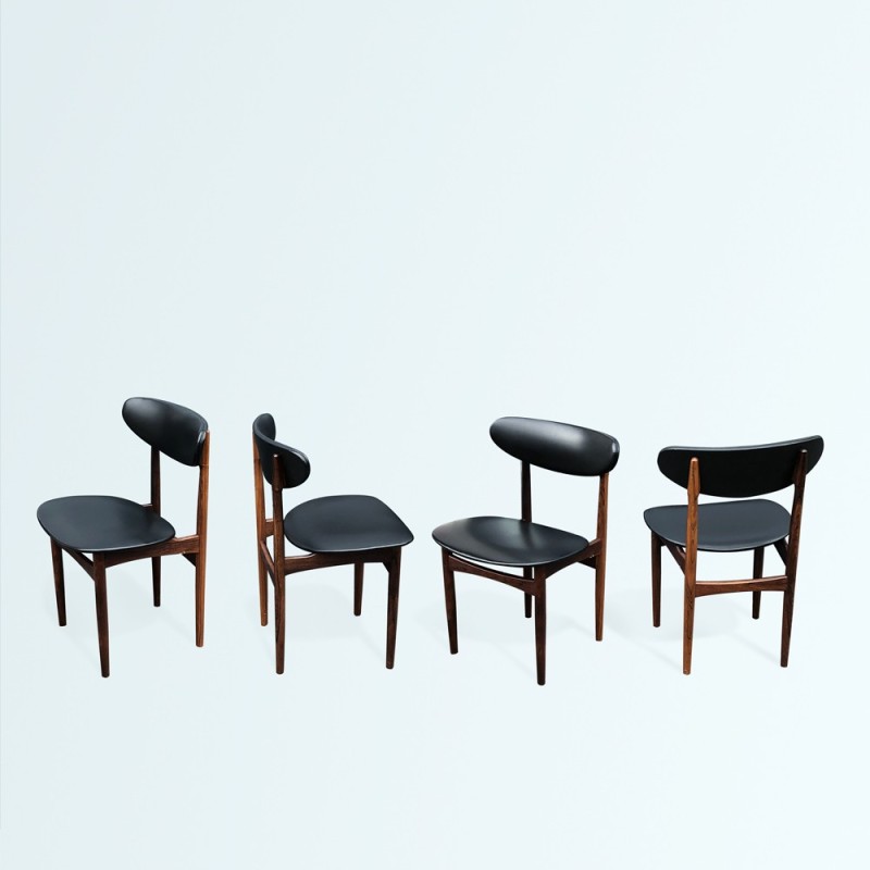 Set of 4 vintage rosewood dining chairs by Scantic Møbelværk, Denmark 1960s