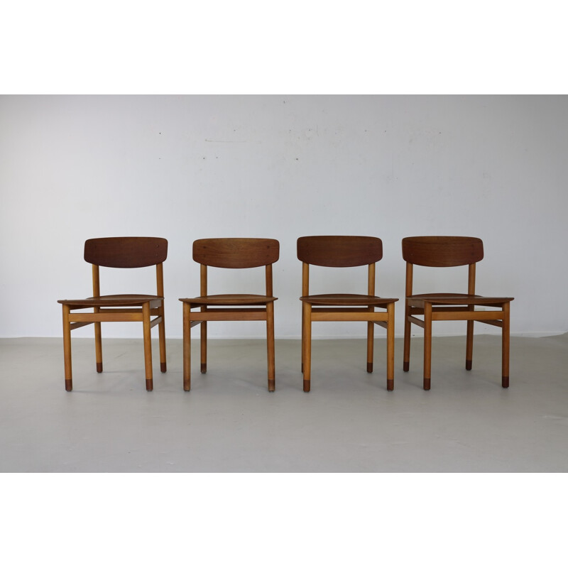 Lot de 4 chaises à repas danoises en teck et en hêtre produit par Kvetny et Sonners Stolefabrik - 1960