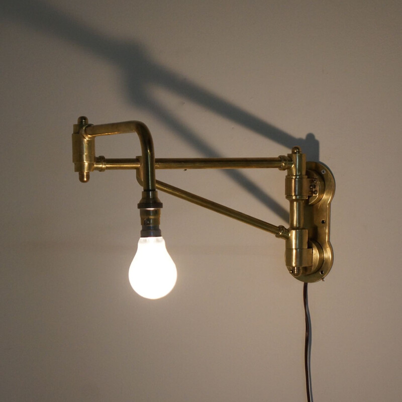 Industrial Brass Machine Workbench Lamp - 1930s